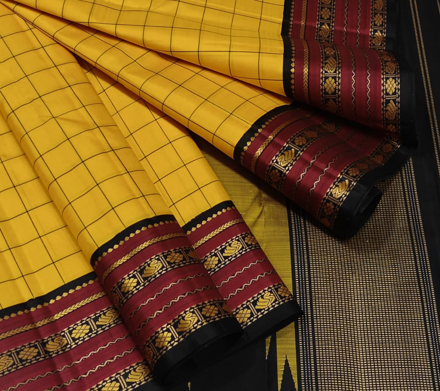 Yellow Pure Kanchipuram Silk Saree